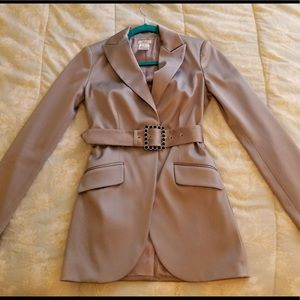 Cache steel grey lined jacket with belt.